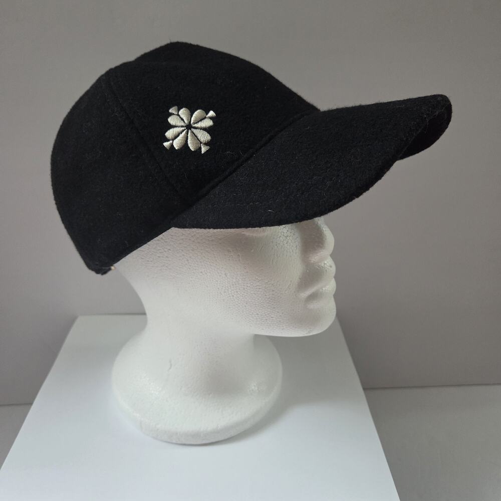 Kate Spade Black Wool Blend Baseball Cap – Spade Flower Embroidery Adjustable